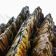 Art sculpture that looks like jagged mountains of granite