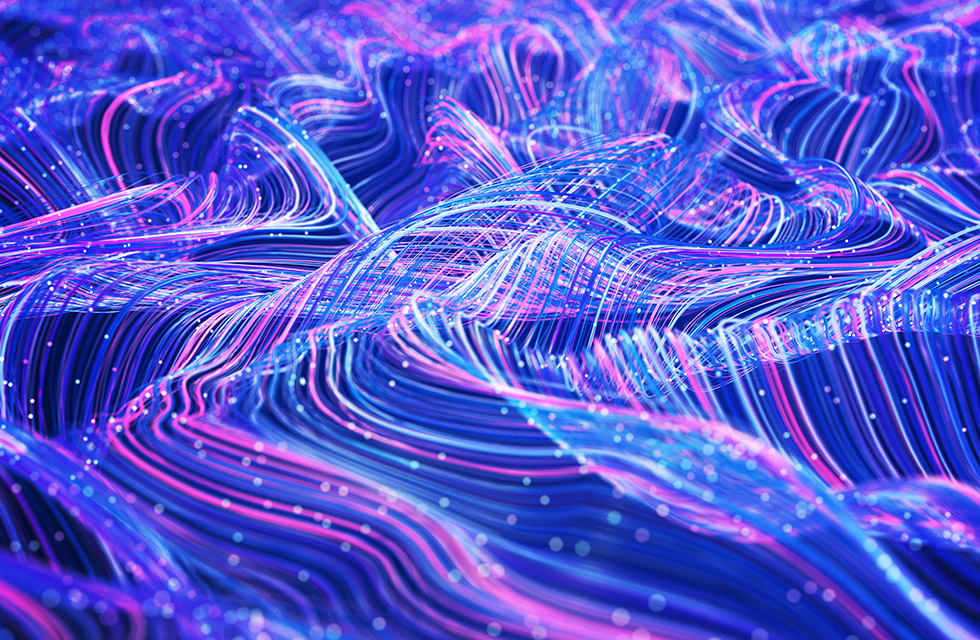 abstract blue and pink network wave